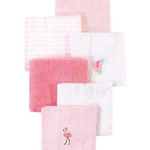 Hudson Baby Infant Girl Super Soft Cotton Washcloths, Flamingo, One Size